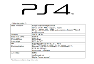 Illustration for article titled PlayStation 4 Tech Specs Released